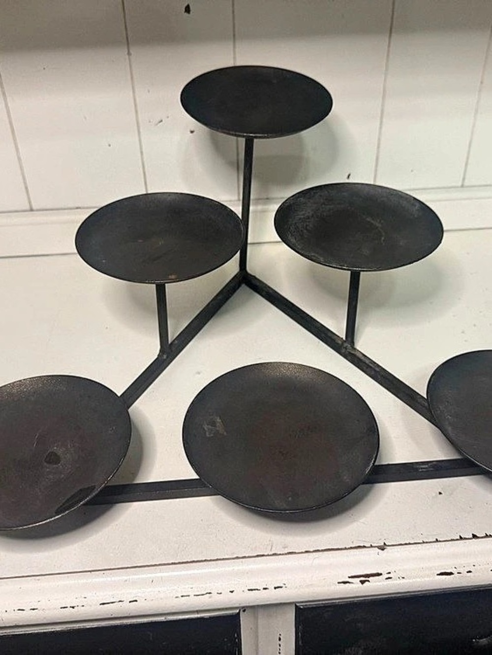 Black Six-Platform Candle Holder